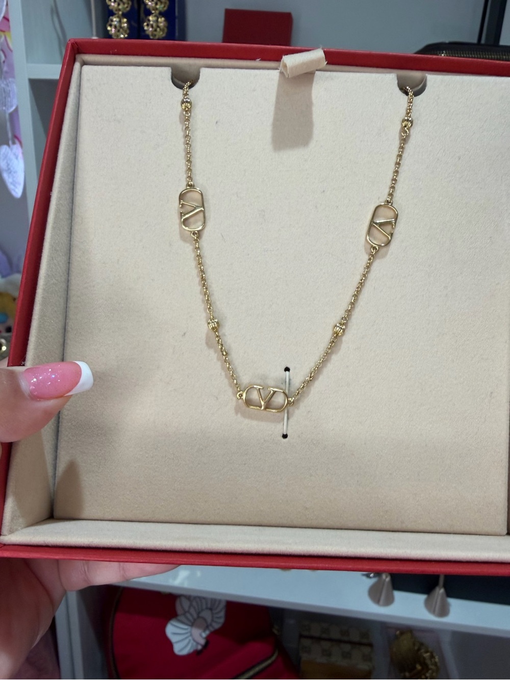 Valentino Garavani Gold Logo Link Necklace